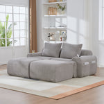 Upholstered Bed 180x200cm Double Hydraulic Storage Cup Holder Charging Station Linen Grey