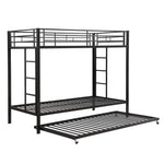 Bunk Bed 90x200cm with Pull-Out Bed Safety Railings EN747 Certified - Black Iron Frame
