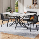 Dining Table Set Extendable 120/160cm 4 Chairs Diagonal Velvet - Dark Grey