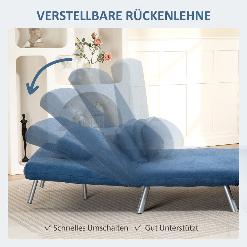 Upholstered Armchair, 2-in-1 Sleeper Guest Bed, Fabric Blue