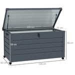 Outdoor Storage Box Weatherproof 4 Wheels 100x62x65cm - Dark Grey