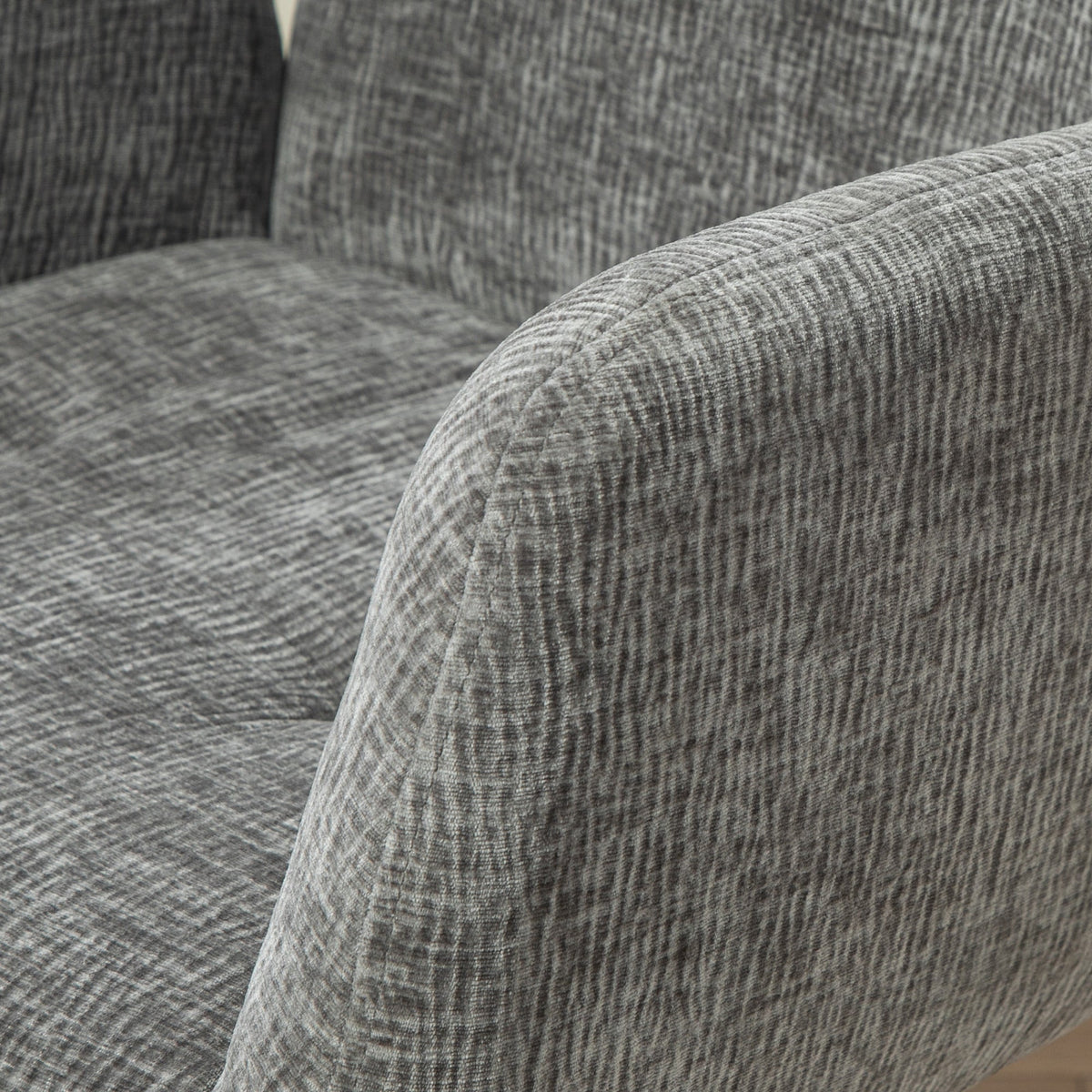 Swivel Lounge Chair, Upholstered with Button Stitching, Dark Grey Wool-Linen