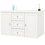 Wall-Mounted Vanity Unit 78.5cm With Sink 3 Drawers - White