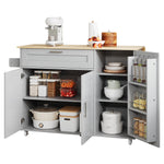 Mobile Kitchen Table Folding Top Storage Wheels - Oak Grain