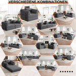 Chenille 2-in-1 Sleeper Sofa with Armrest Storage and Metal Frame, Multiple Configurations, Gray Chenille