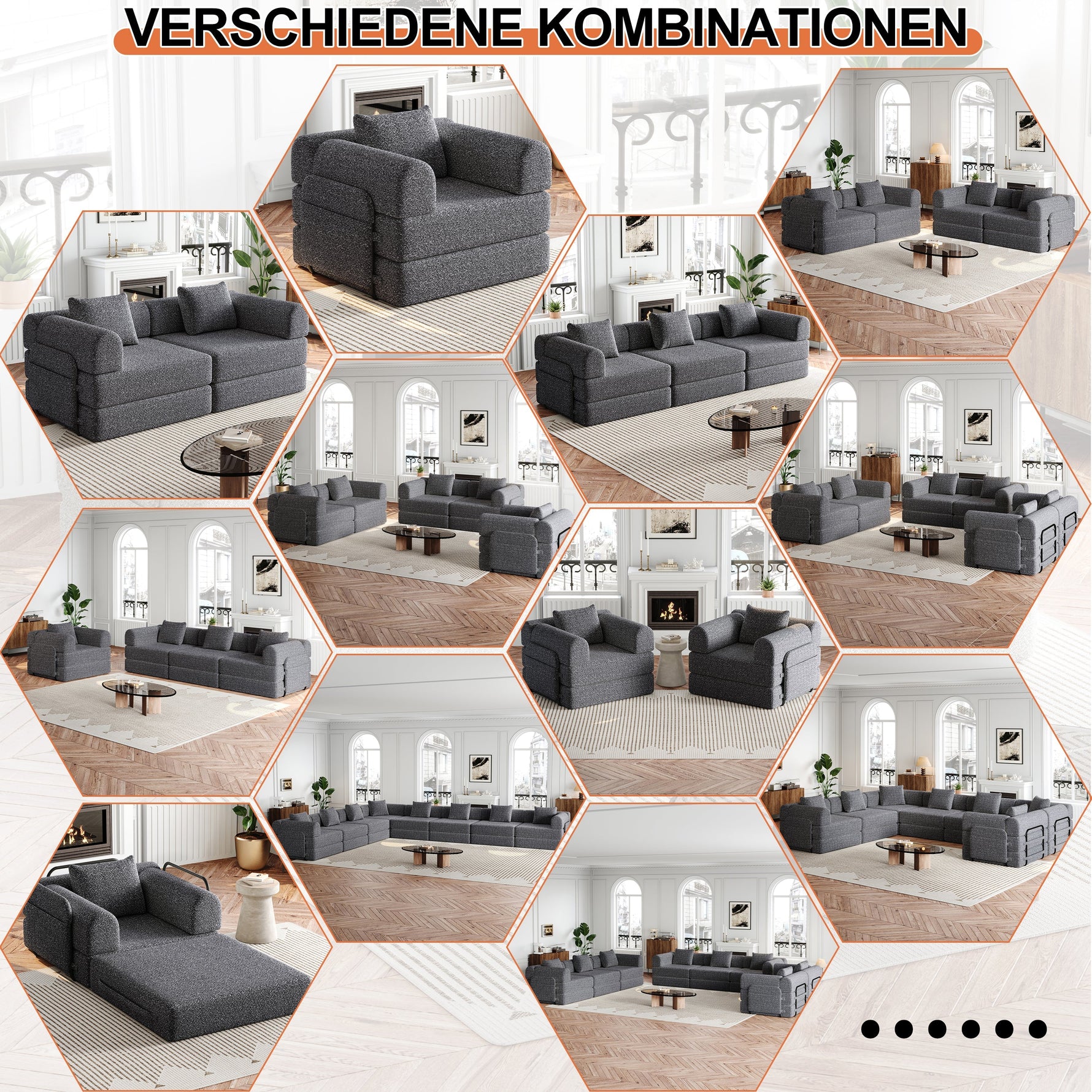 Chenille 2-in-1 Sleeper Sofa with Armrest Storage and Metal Frame, Multiple Configurations, Gray Chenille