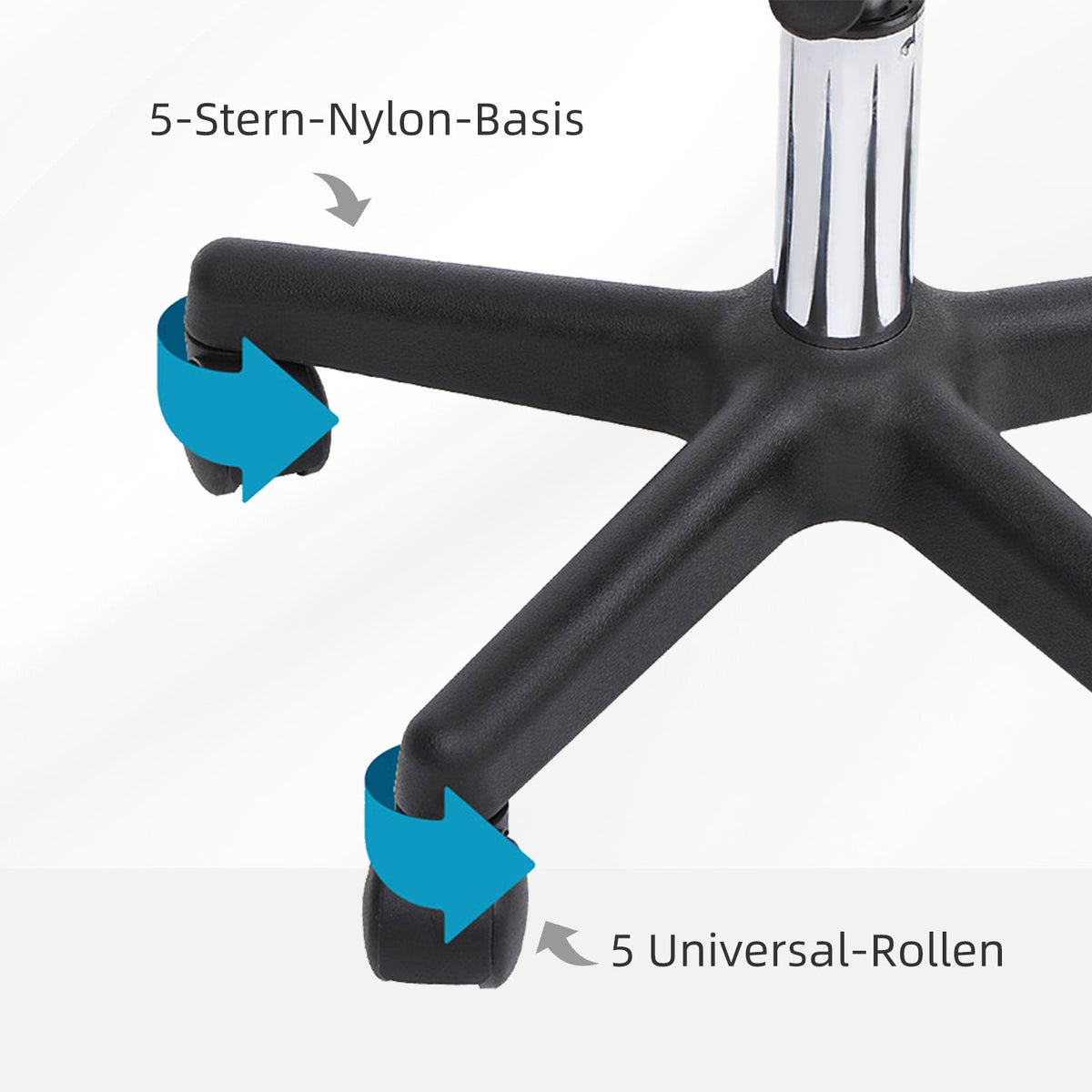 Work Stool, Rolling Swivel, Height Adjustable with Backrest, White