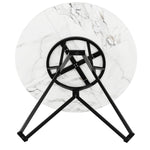 Round Dining Table, 100x100x76cm, 4-Person, MDF Marble, Black