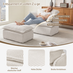 Cloud Sofa Armchair with Footstool, Compact Convertible Armchair for Small Spaces, Soft Corduroy Fabric