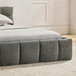 Double Bed 160x200cm Square Quilted, Dark Grey Chenille