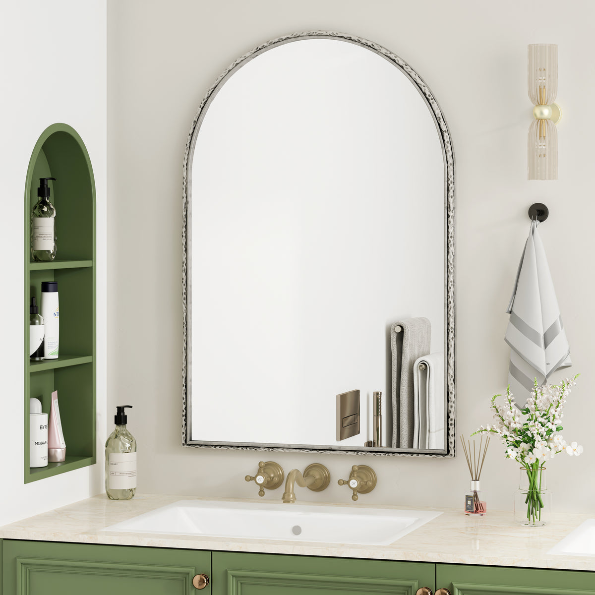 LED Full-Length Mirror 163x54cm Dimmable Light, Black Aluminum Frame