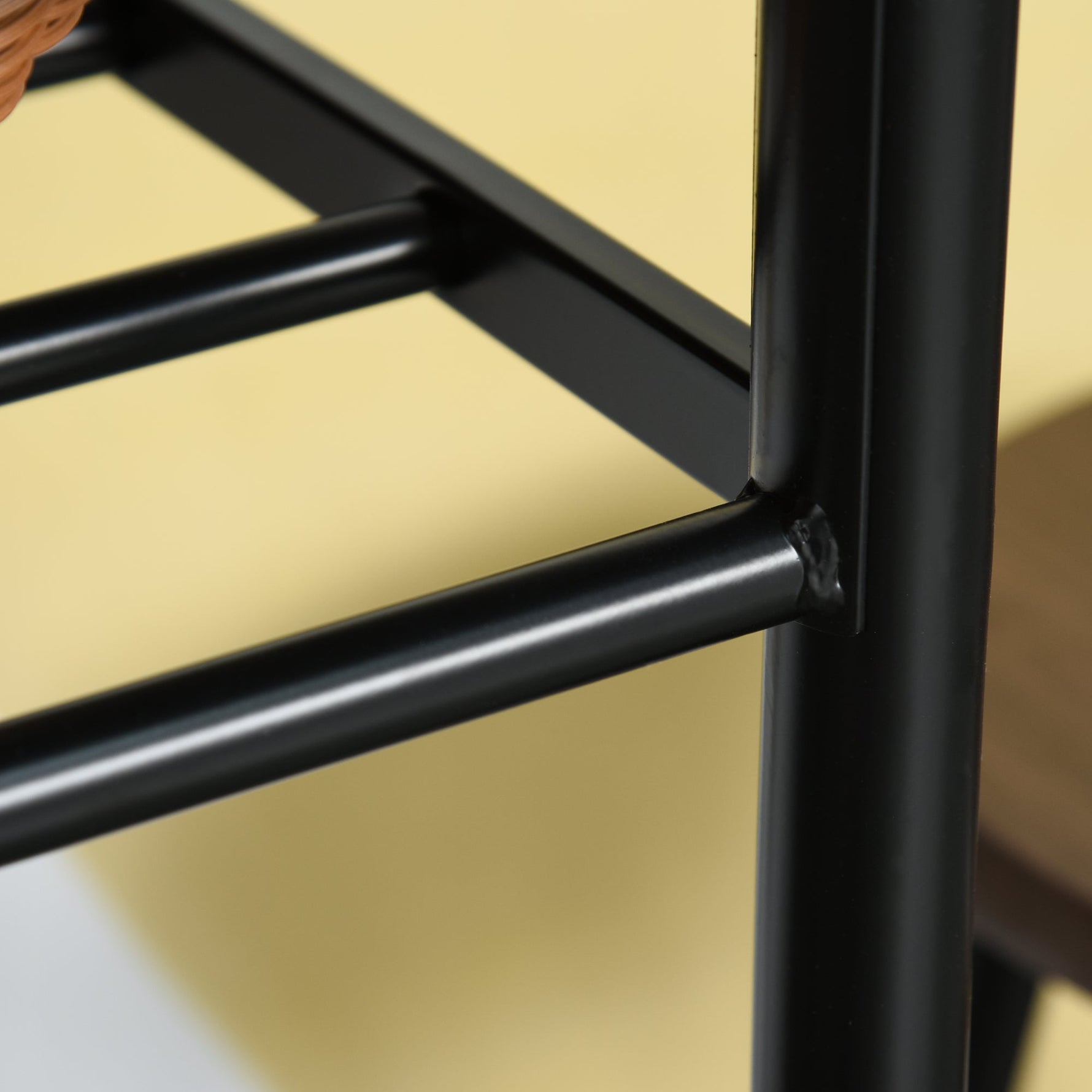 Bar Table Set, 3-Piece Dining Table with 2 Bar Stools, Storage Shelf, Metal Black