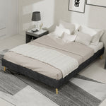 Modern Minimalist Bed Frame 140x200cm Low-Profile Base Grey Dutch Velvet