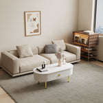 Coffee Table with Two Drawers, Curved Corners, Golden