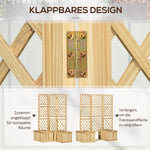 Balcony Screen Room Divider 133x165cm 3-Piece 4 Flower Boxes Weatherproof Natural Color