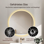 80cm Round LED Bathroom Mirror, Anti-Fog, Dimmable Light, Wall Mount