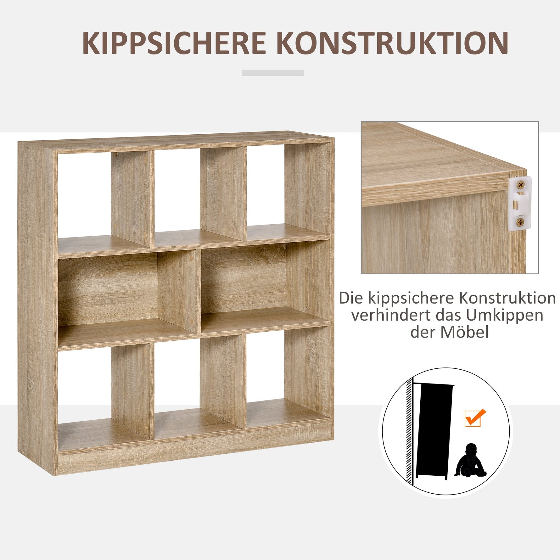 Bookcase 3-Tier Storage Shelf Natural