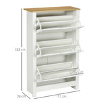 Shoe Cabinet Rack 3 Flaps 18 Pairs, Space-Saving, White Natural