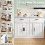 Kitchen Island with Power Outlets USB Adjustable Shelves, White