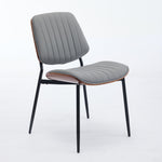 Dining Chairs Set of 2 Mid Century Modern Walnut Bentwood Back - Gray PU Leather