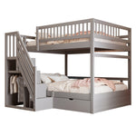 Solid Wood Bunk Bed 140x200cm High Safety Rail Storage Ladder Drawers, Grey