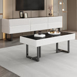 Coffee Table and TV Cabinet Set Modern Minimalist Storage Furniture - Black and White Stripe