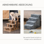 Dog Stairs 4-Step, Pet Stairs 35cm, Plush Look, Light Grey