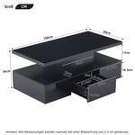 Two-tier Coffee Table 16-Color LED Light High-Gloss Storage Black