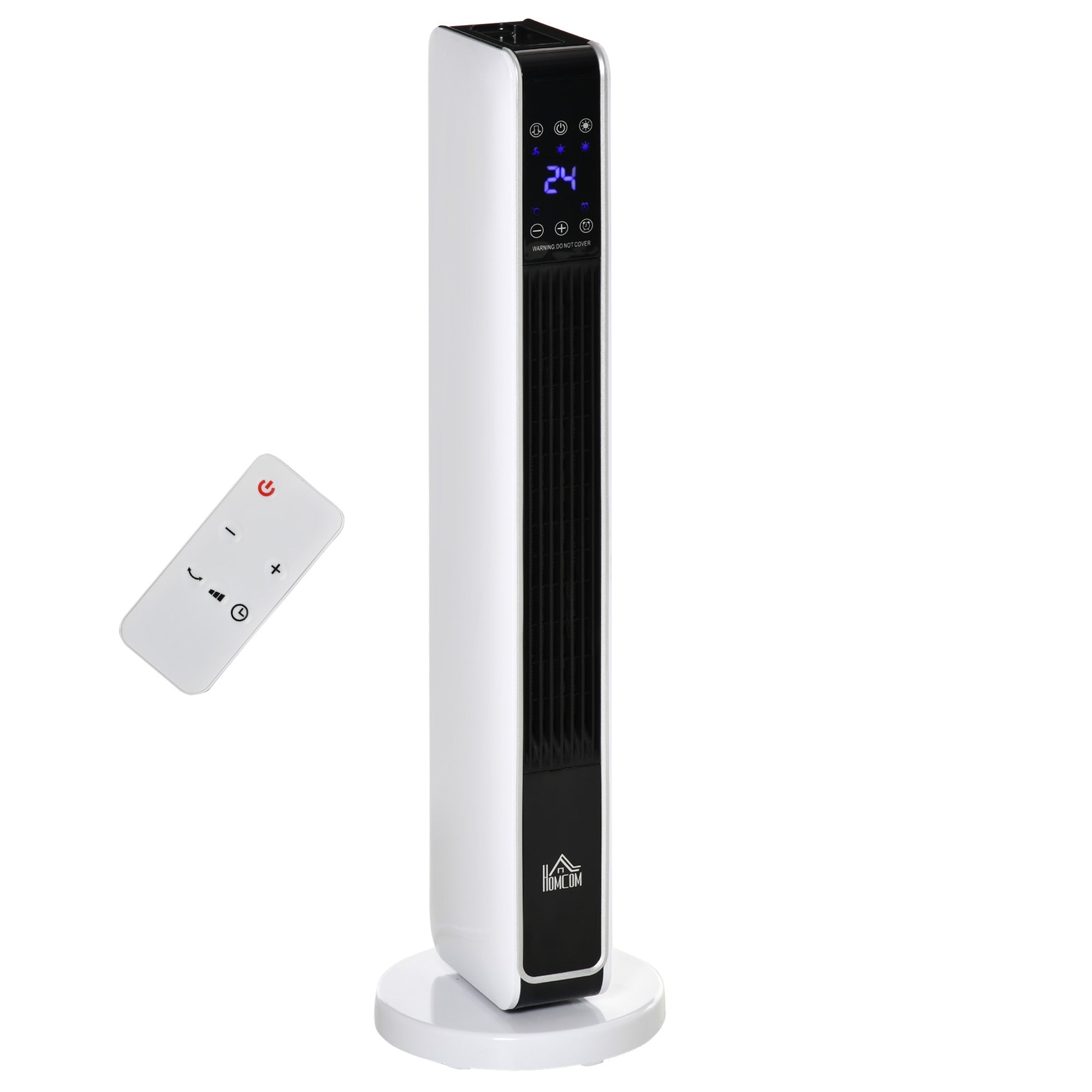 Fan Heater, 2200W Electric with Remote Control, White Black ABS PA