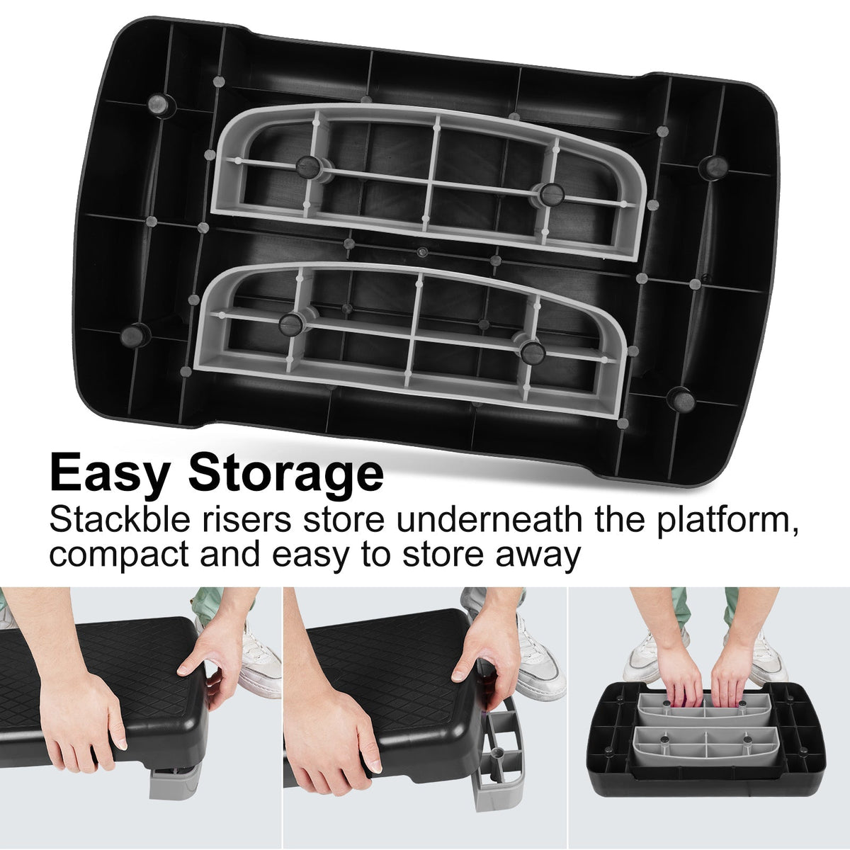 Fitness Step Platform Aerobic Stepper, 45.72cm Height Adjustable 10.16-15.24cm, Grey