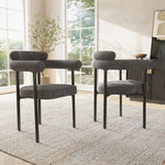 4 Dining Chairs Modern Simple Comfortable Ring Seats Dark Grey Suede
