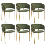 Modern Chairs Set of 6 with Angled Legs and Adjustable Feet, Green Corduroy