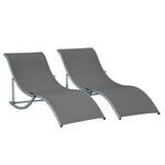 Sun Loungers Set of 2 Ergonomic Recliner Aluminum Texteline Dark Grey