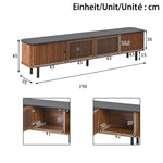 Modern Low TV Cabinet 190cm with Sliding & Mesh Doors
