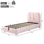 Upholstered Single Bed 90x200cm Hydraulic Storage Slatted Base - Velvet Pink