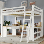 Loft Bed with U-Shaped Desk & Drawers 140x200cm - White & Natural
