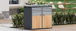 Garbage Can Enclosure with Ventilated Storage, Lockable Double Doors and Planting Area, Galvanized Steel