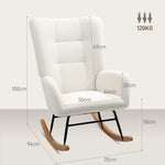 Rocking Chair, Armrests, Teddy Velvet, Cream White