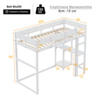 Loft Bed with Storage 90x200cm Solid Pine Wood White