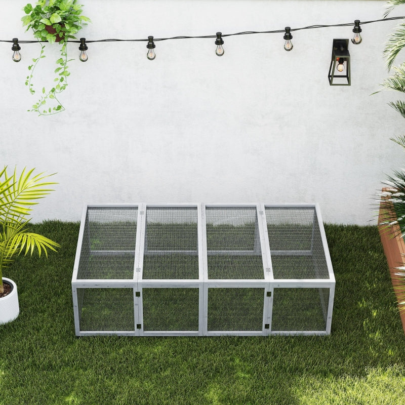 Small Animal Hutch, Outdoor Enclosure, Fir Wood, Grey