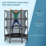 Children's Trampoline, Ø140 cm, with Safety Net, Black Steel Plastic
