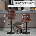 Bar Stool Set of 2, Height-Adjustable Swivel Counter Stool, Faux Leather Brown