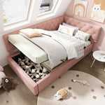 Upholstered Double Bed 180x200 with Storage & LED, Beige Chenille