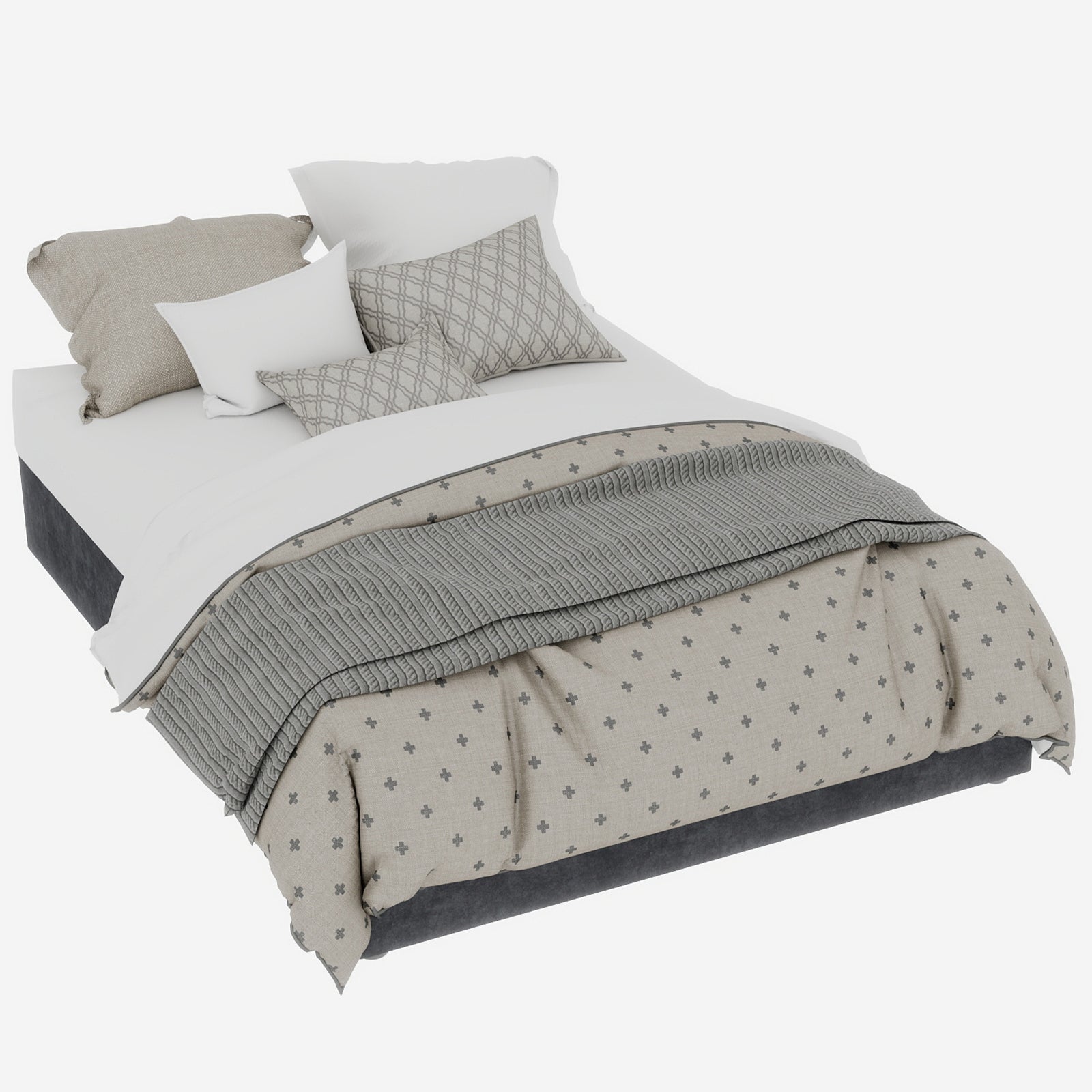 Bed Frame, 140x200cm Gas Lift Storage, Dutch Velvet Grey