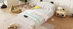 Platform Bed 140x200 with Bear Headboard & Cushions - White Linen