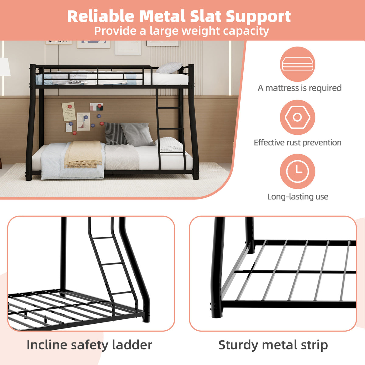 Upholstered Bed Frame 140x200 cm, Reinforced Steel