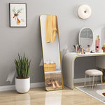 Full Length Mirror, 160 x 40 cm, Standing, Metal Frame, Gold