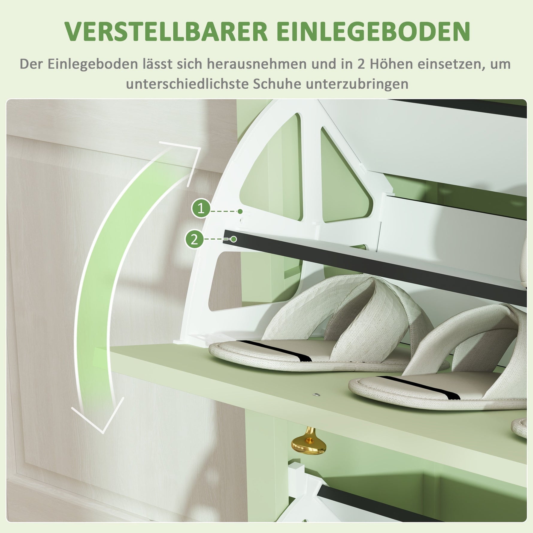 Shoe Cabinet with 2 Doors, Drawer, 12 Pairs, Green