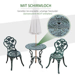 3-Piece Bistro Set for Balcony & Terrace, Antique Green Cast Aluminum