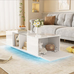 Modern Coffee Table with LED Lighting, High-Gloss, White